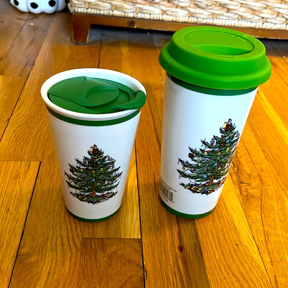 Spode Two brand new no boxes travel mugs, medium and large